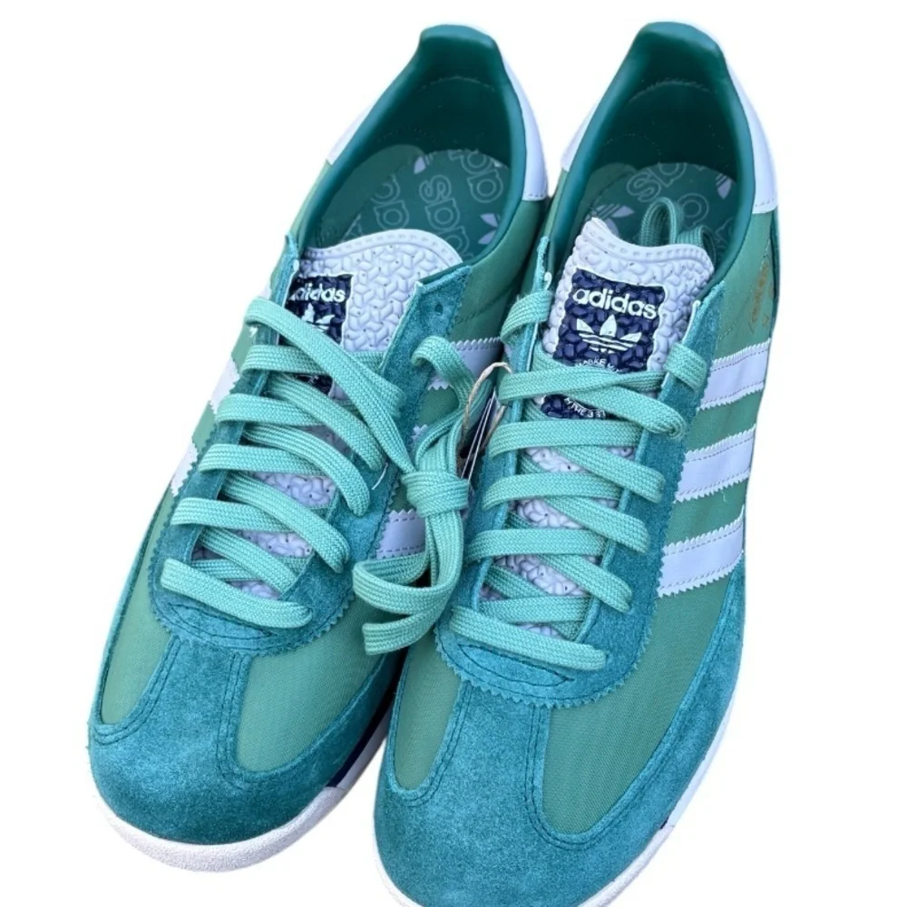 Adidas Men's Green and White Sneakers